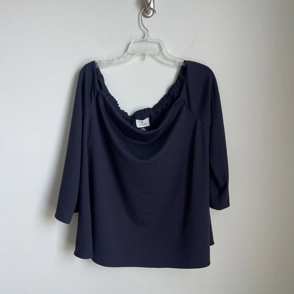 Tuckernuck Navy Blue Square Neck 3/4 Sleeve Top Women's - Picture 7 of 7